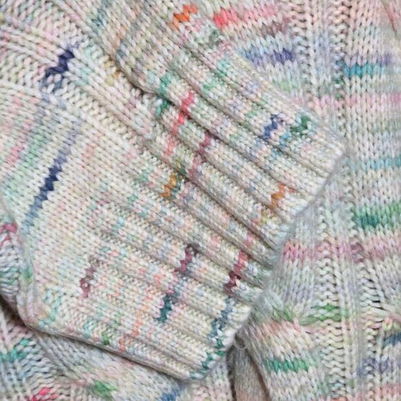 AE Oversized Speckled Crewneck Sweater Pullover Cream Ribbed Women's Size Large - Picture 4 of 7